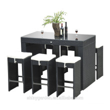 7pcs rotin osier bar tabouret à manger ensemble de table